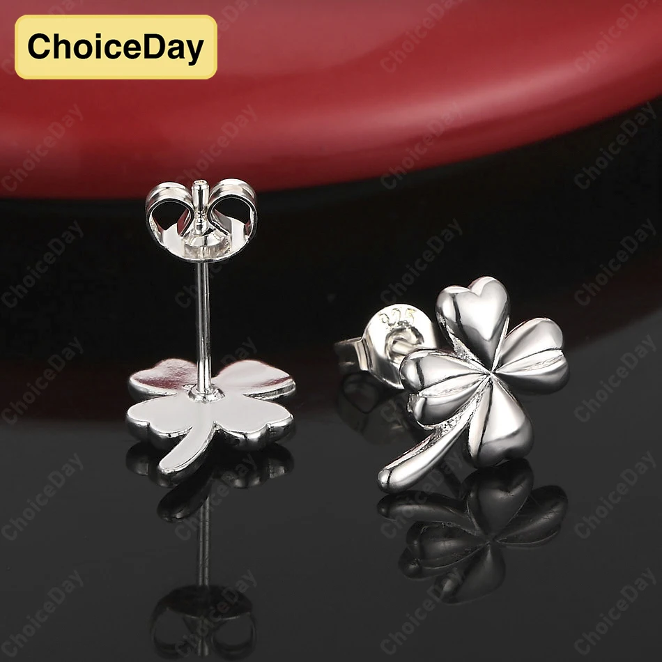 

ChoiceDay 925 Sterling Silver Exquisite Four Leaf Clover Earrings for Women Fashion Jewelry Charm Accessory Gift