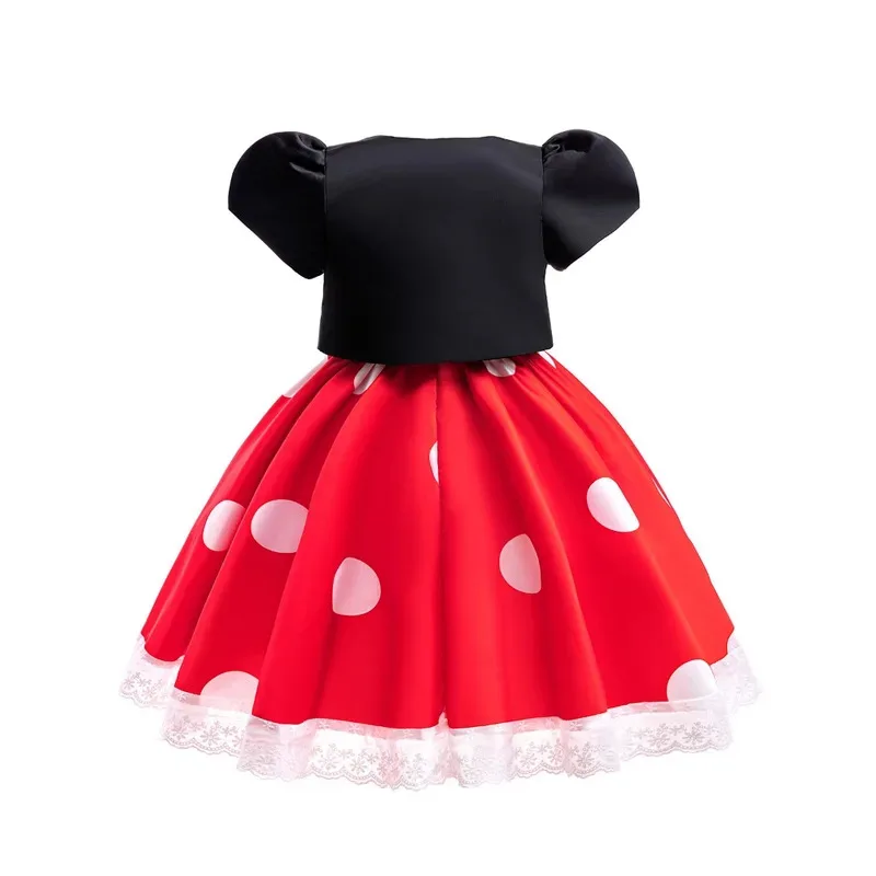 Girl's Bow Princess Dress Minnie Out Kids Costume Dress Short Sleeve Infant Children's Clothing 18M-5Years Mouse Polka Dot Dress