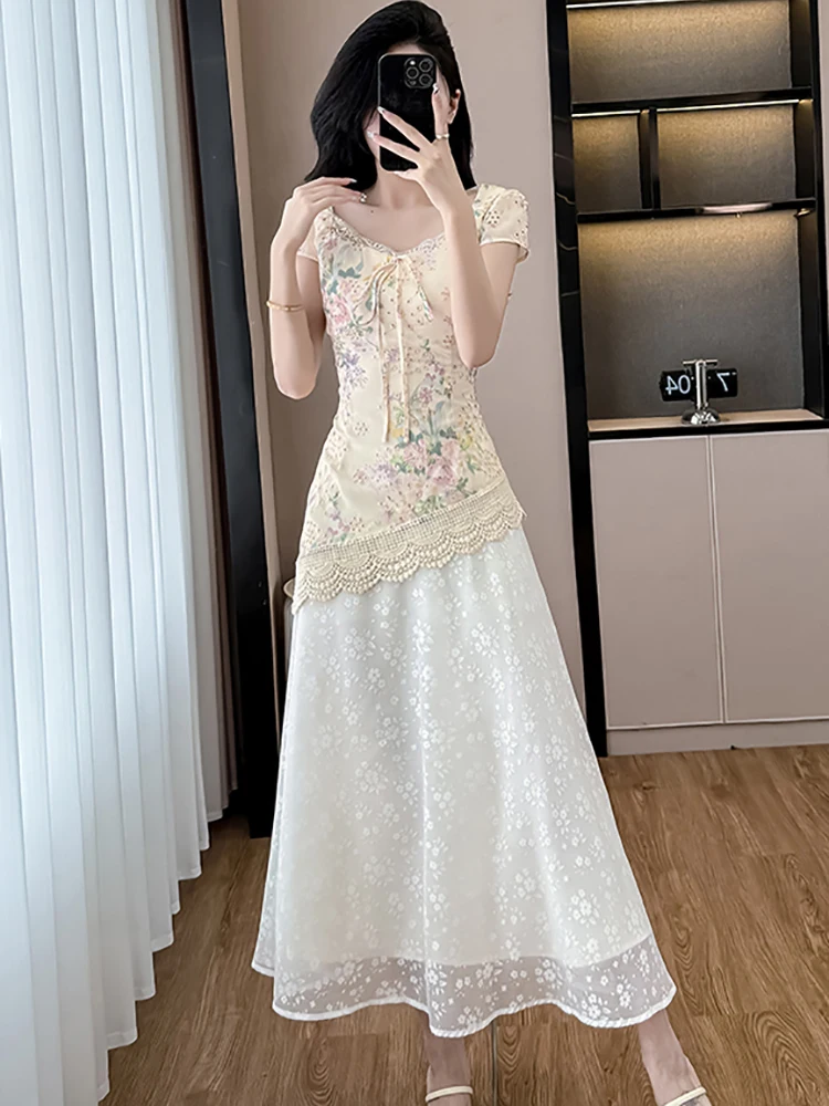 2025 꽃 패치 워크 레이스 자수 드레스 여성 한국어 빈티지 럭셔리 이브닝 드레스 여름 새로운 우아한 Bodycon 원피스 드레스