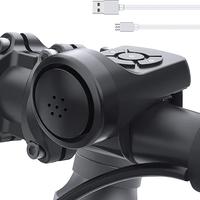 Electric Bike Horn, Electronic Bicycle Bell, 140db Bike Horn, Black Plastic USB Rechargeable with 4 Sound Modes Anti-theft