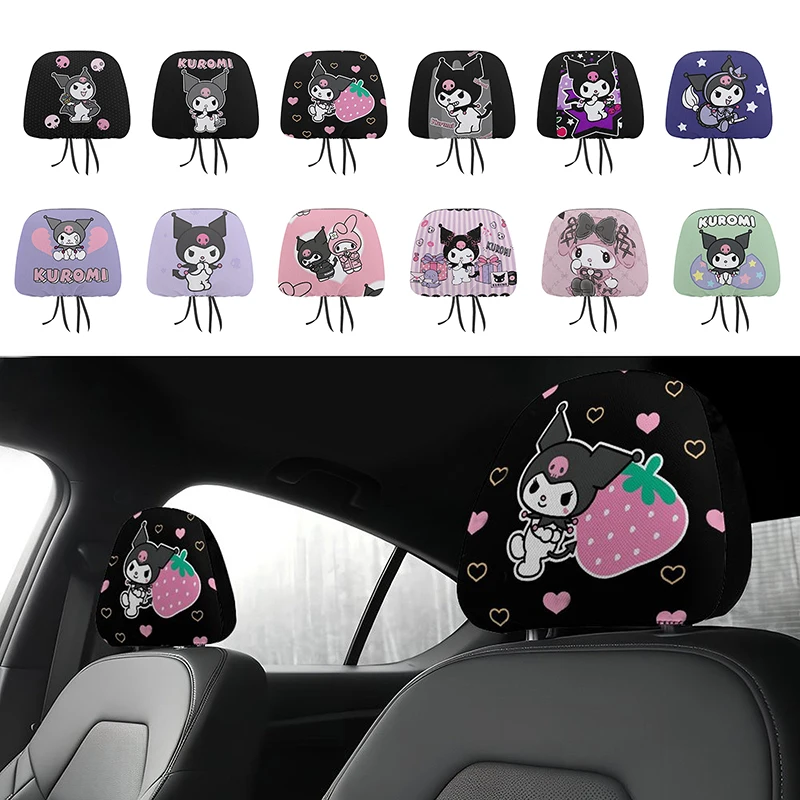 Kawaii Genuine Sanrio Car Seat Headrest Cover Hello Kitty New Mesh Anti-Dirty Headrest Cover Cute Anime Car Accessories Gift