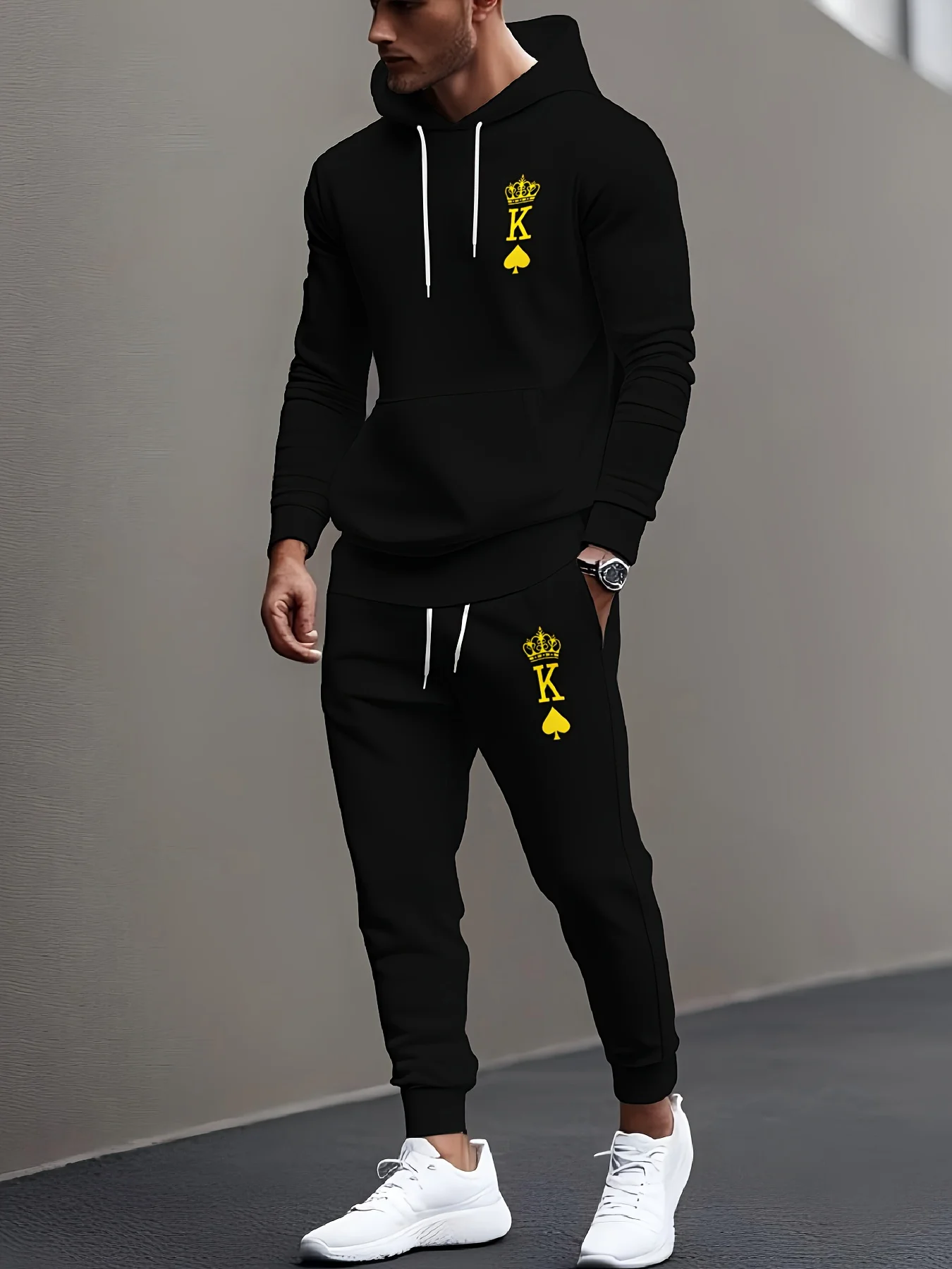 

2026 Men's Printed Cotton Hoodie Pants Set Autumn/Winter Men's and Women's Set Casual Retro Fashion High Quality Hoodie Suit