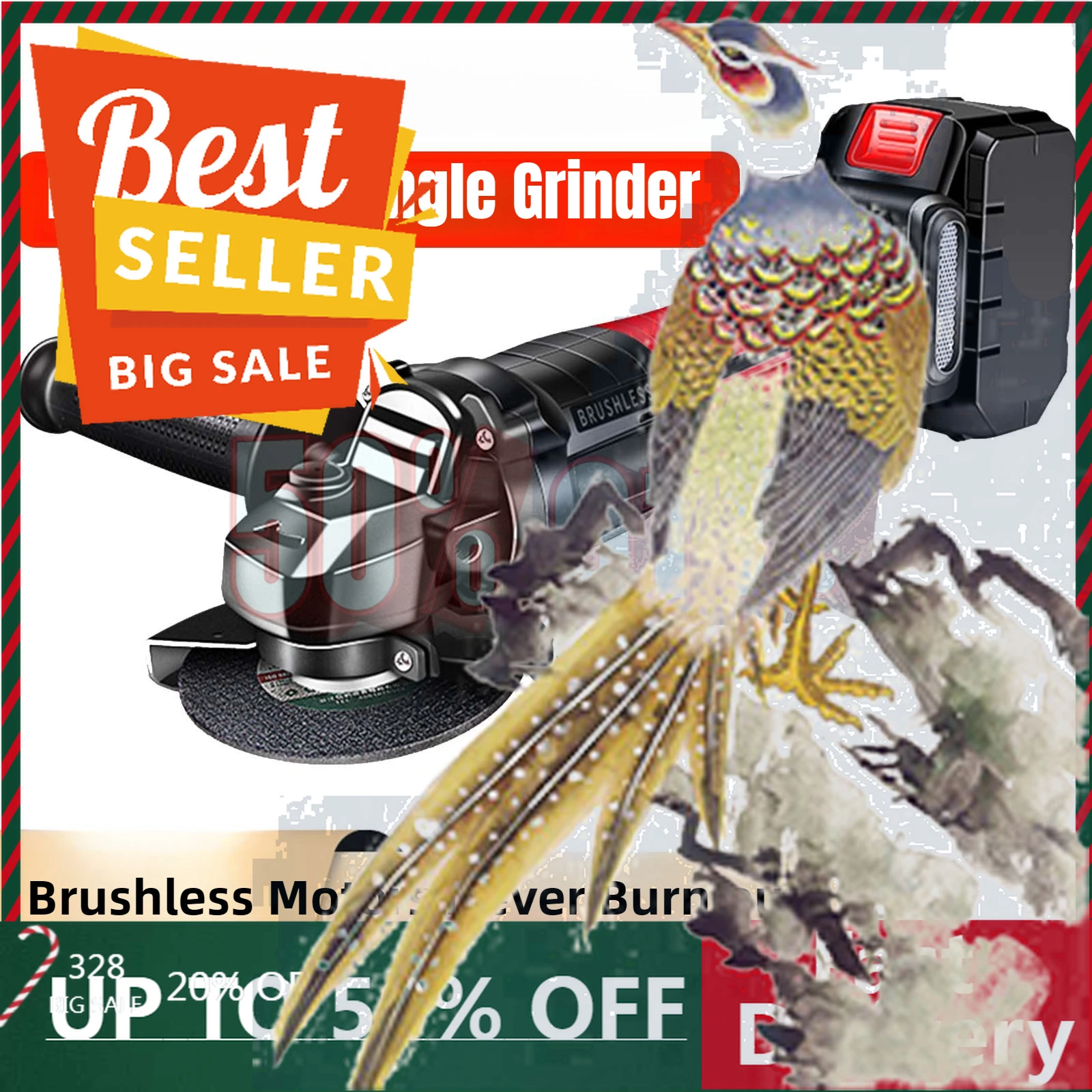 

【Fast Delivery】21V Cordless Brushless Angle Grinder 9000 RPM With 4.0Ah Battery & 4-1/2'' Discs For Metal Cutting Grinding, Sand