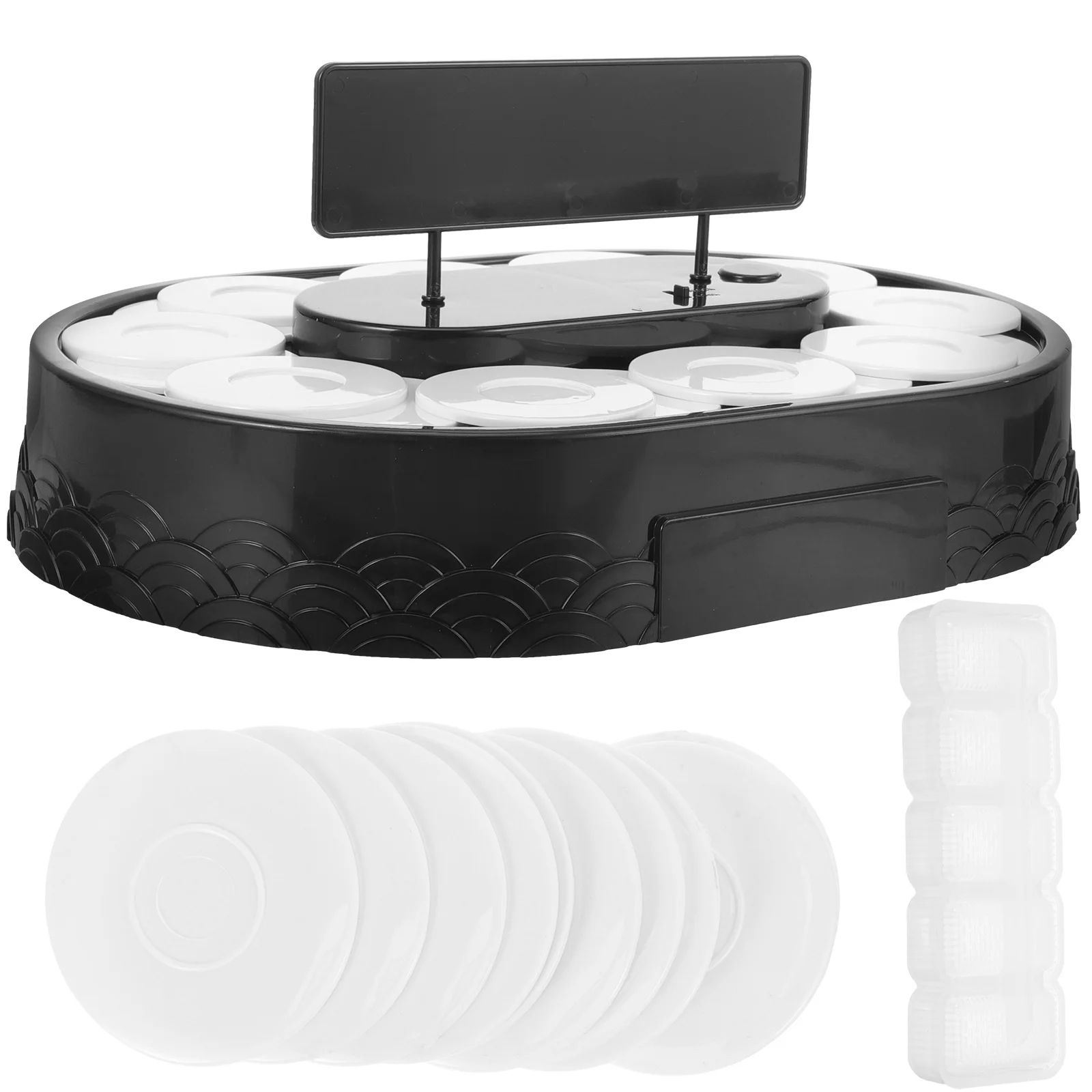 

Revolving Sushi Machine Rotating St Turntable Display Plastic Holder Large Capacity Kitchen Dining Room Cupcake Dessert