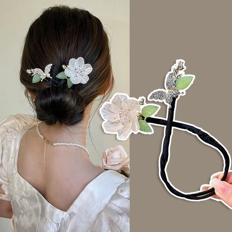 DIY Hair Style Braided Hair Artifact Lazy Curly Hair Stick Butterfly Hairpin Flower Hair Ornament Headdress