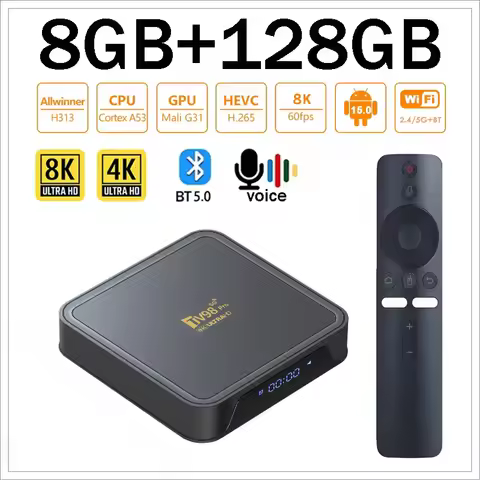 TV98 Pro TV Box Android 14 Allwinner H313 Quad Core 8K 4K HD Media Player 4G 5G Dual WIFI BT5.0 8GB 128GB Voice Remote iptv