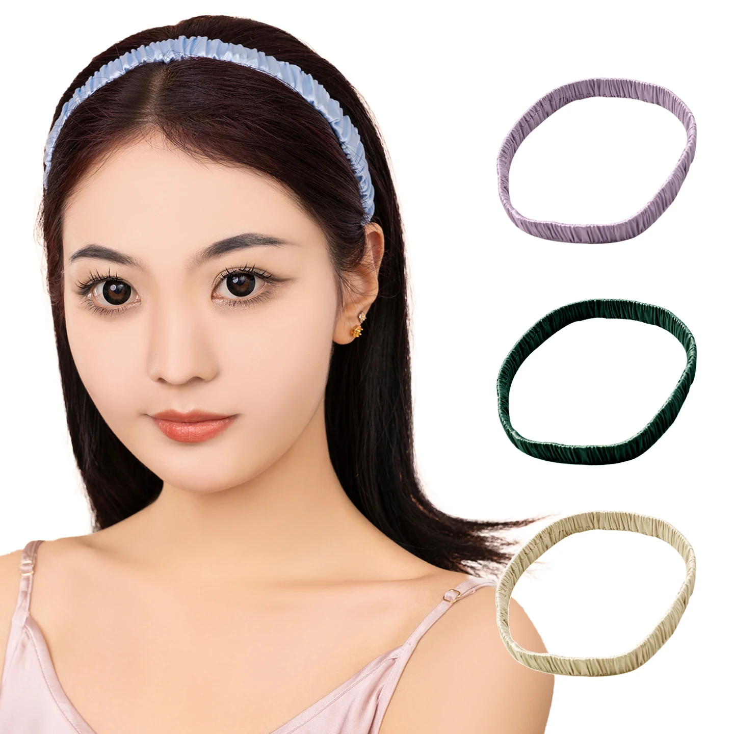 

100% Pure Silk Headband for Women Silk Hairband Hair Accessories Makeup Headwear Yoga Headwrap Elastic Hair Bands Silk Hair ties