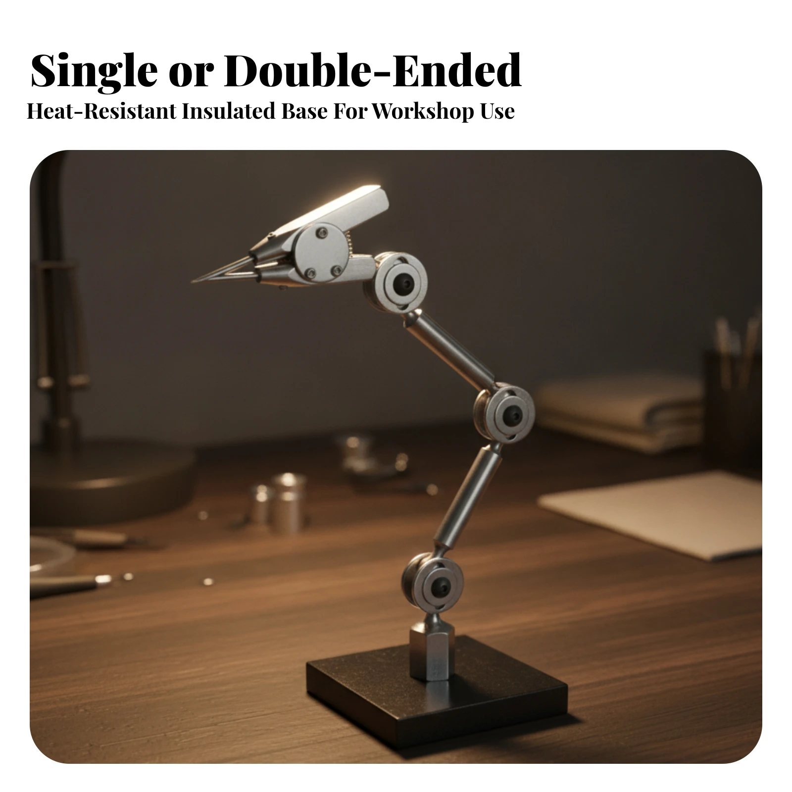 Articulated Clamp Stand Movable Clamp Stand with Flat Base Desk Camera Mount Non-Slip Sturdy for Hobbyists, Small Parts Assembly