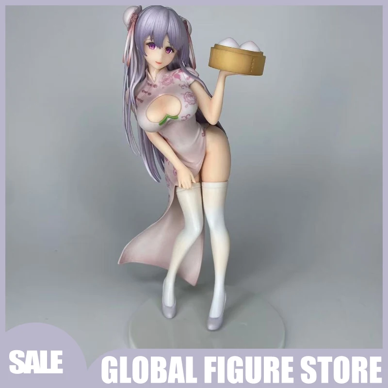 

21.5cm Anime Girl Qipao Peach Bun Girl Momo Manju Chan Standing Pose Figure Model Statue Box Collection Desktop Decoration Gift