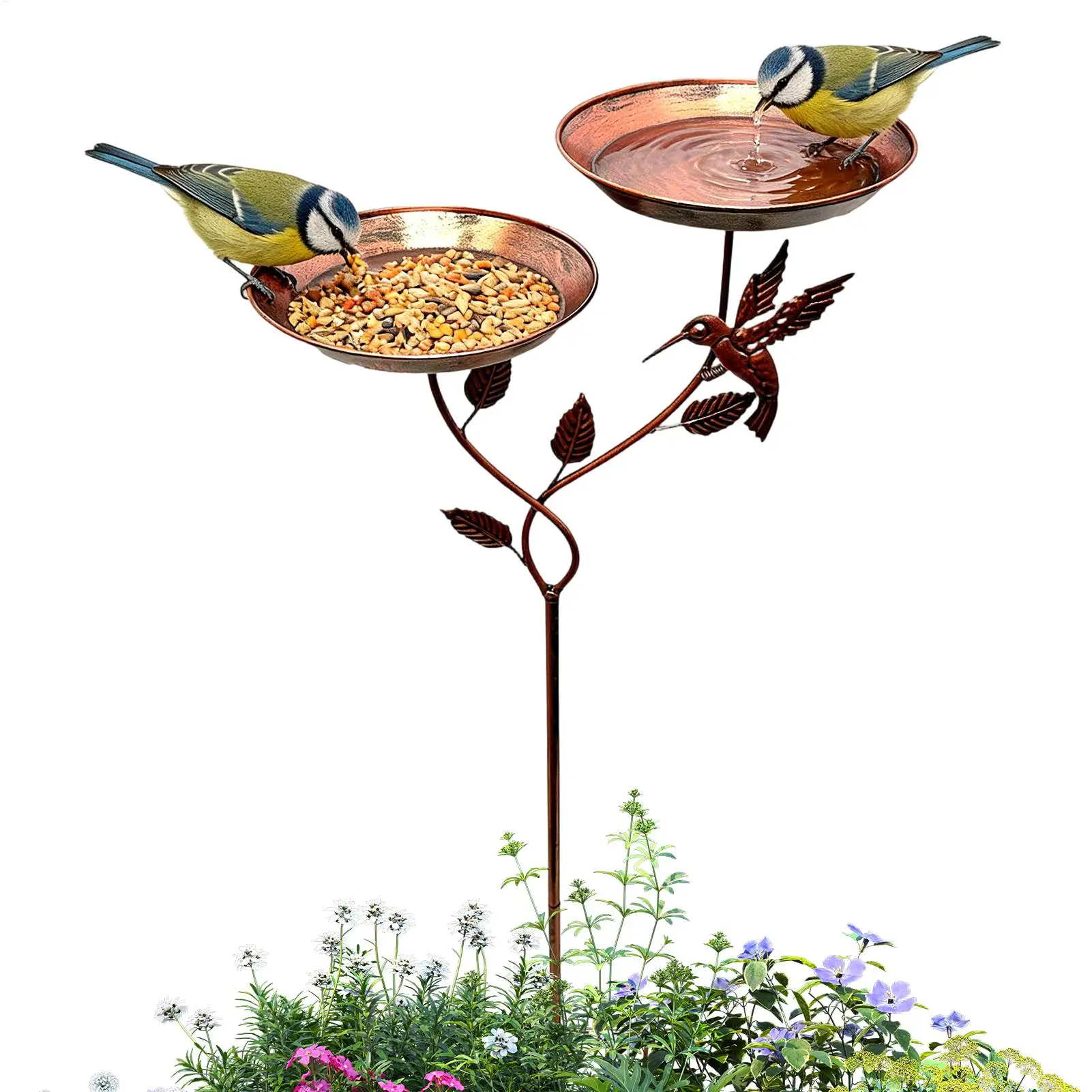 Bird Baths for Outdoors Rustproof Metal Plate with Removable Bowl Bird Bath Outdoor for Garden Lawn Decor Water Pond Hummingbird
