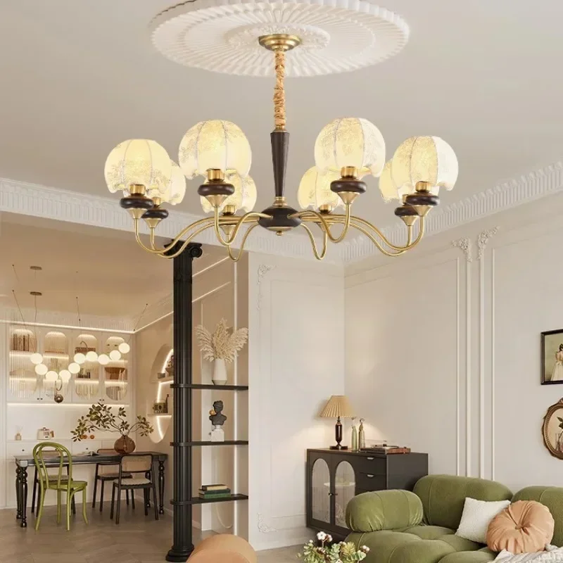 

SANDYHA Nordic Retro Pendant Lights Fabric Lampshade Design Restaurant Chandelier LED Lamps for Living Room Bedroom Decoration