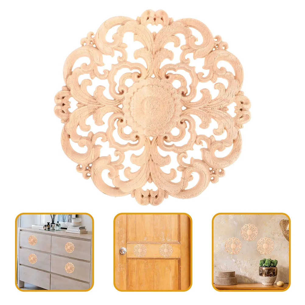 

Artificial Wood Carving Decoration Vintage Unpainted Craft Decorative Appliques