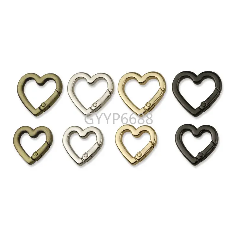 100-400PCS 15MM 19MM Heart Shape Metal Spring O Ring Buckles For Bags Handbag Belt Strap Dog Chain Connector Hooks Accessories