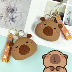 Cute Wallet Kawaii Capybara Cartoon Silicone Coin Purse Jelly Coin Purse Key Wallet Earphone Organizer Storage Box Pocket Gift