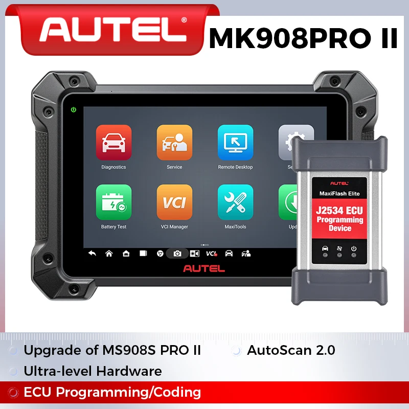 Autel MaxiCOM MK908PRO II Car Diagnostic Tools J2534 Programmer OBD2 Scanner ECU Programming Coding AutoScan 2.0