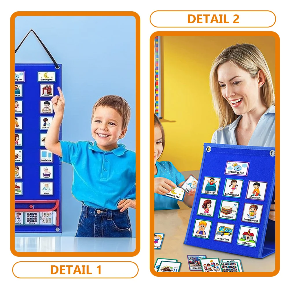 Folding Triangle Toddler Routine Chart Kids Daily 2 1 Schedule Board Non-woven Fabric Visual Child