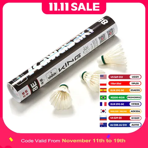 Kawasaki Badminton Ball KING 8E/10E Goose Feather Shuttlecock Badminton for Training Racquet Sport Durable Shuttlecocks