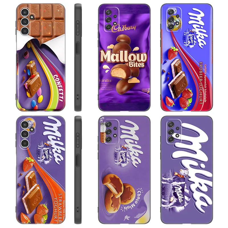 Funda de teléfono Chocolate Milka Peanut para Samsung, A13, A22, A24, A32, A71, 4G, A33, A34, A35, A52, A53, A54, A55, A73, 5G, A12, A14, A31, A50, A51, A72