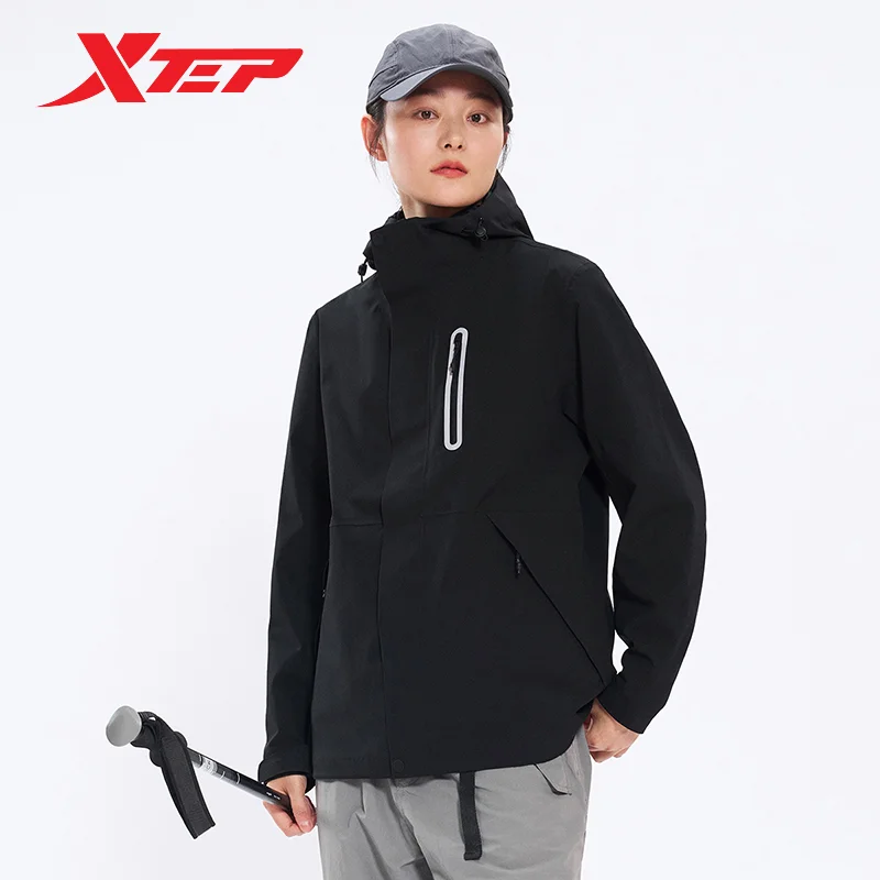 Xtep Jacket For Men 2024 Spring Impact-Resistant Men\'s Coat Water Proof Climbing Stand Collar Sports Outdoor Tops 8761292C0141