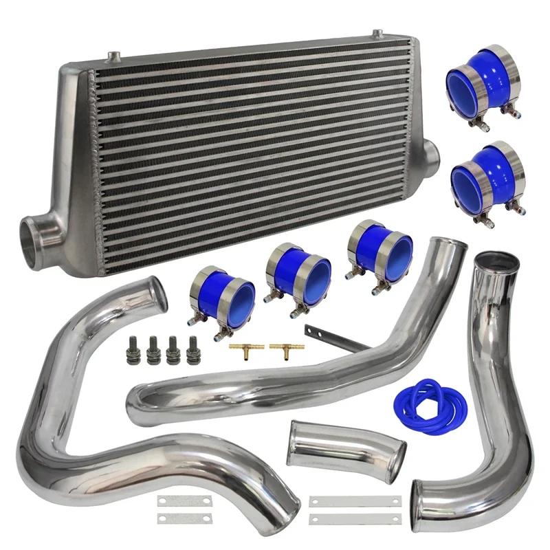 Aluminum Piping Pipe Upgrade Intercooler w/ Kit Fits For Nissan Skyline R32 R33 R34 GTST RB20 RB25DET 93-98 Blue / Black /Red view 3