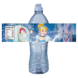 6pcs disney princess cinderella adesivos de garrafa de água adesivos de água mineral adesivos de decorações de festa de aniversário das crianças