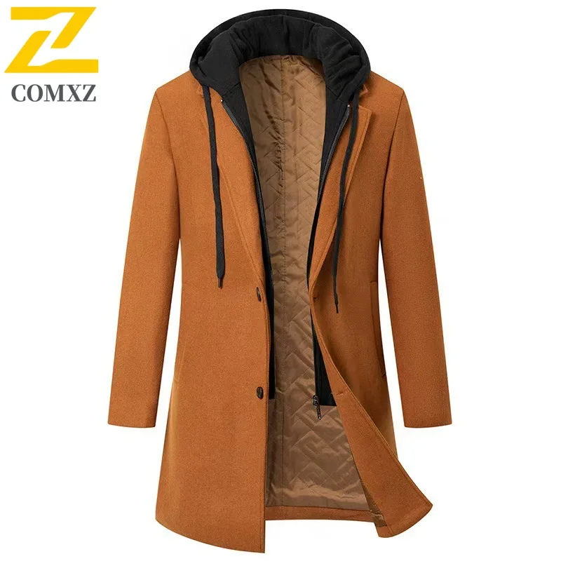 COMXZ メンズ フード付きブレッドジャケット 軽量 クラシック ルーズ プレッピー 防寒 防風 スキーパッド入りジャケット ストリートウェア パディングコート