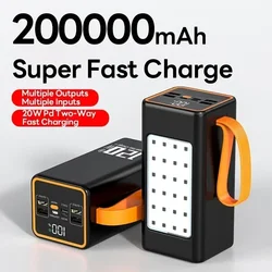 120W Portable Power Bank 200000mAh Large Capacity Two-way Fast Charging Charger W/ LED Light for IPhone 14 13 Powerbank Battery