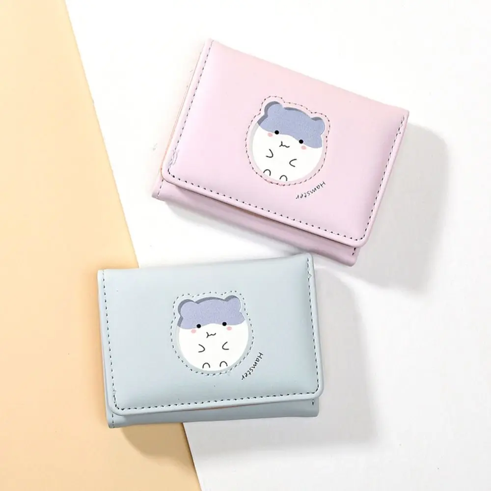 

Cute Pu Leather Hamster Short Wallet Cartoon Coin Purse Folding Purse Bank Card Bag Change Purse Card Holder Travel