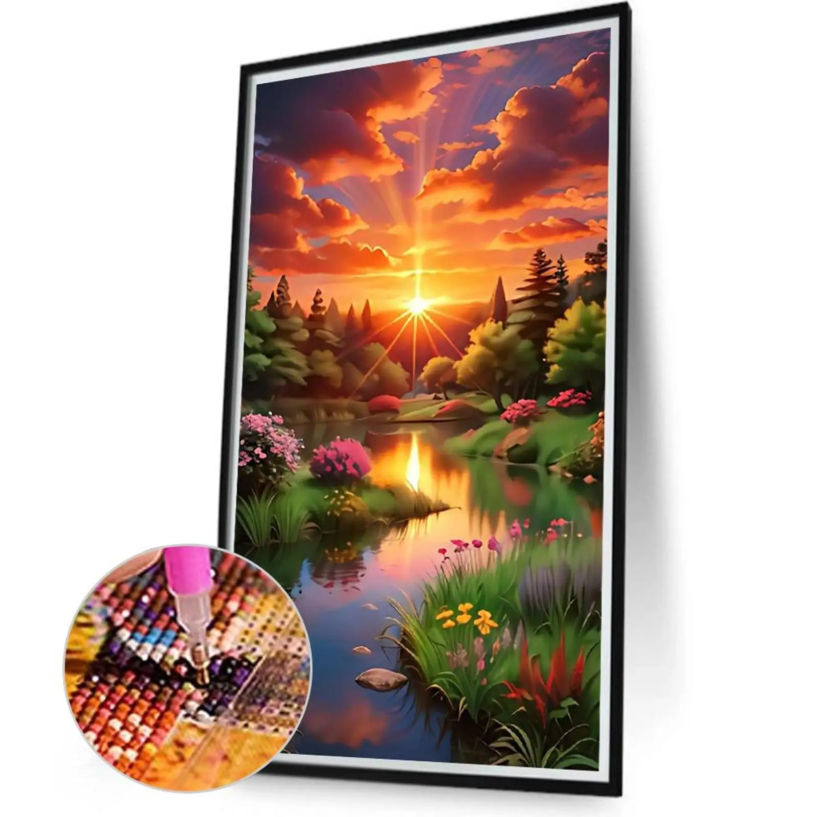 

Набор для алмазной вышивки 5D DIY с полным круглым заполнением: Горы и поля, для декора дома