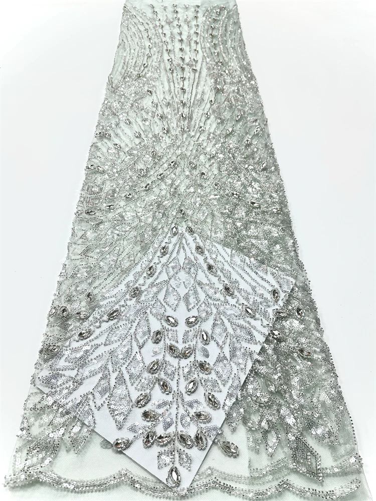 

Модная Высокое Качество Французская Сетчатая Вышивка Блестки Африканское Кружево Роскошные Нигерийские Бусины Тюль Кружевная Ткань Для Свадебного Платья Партии