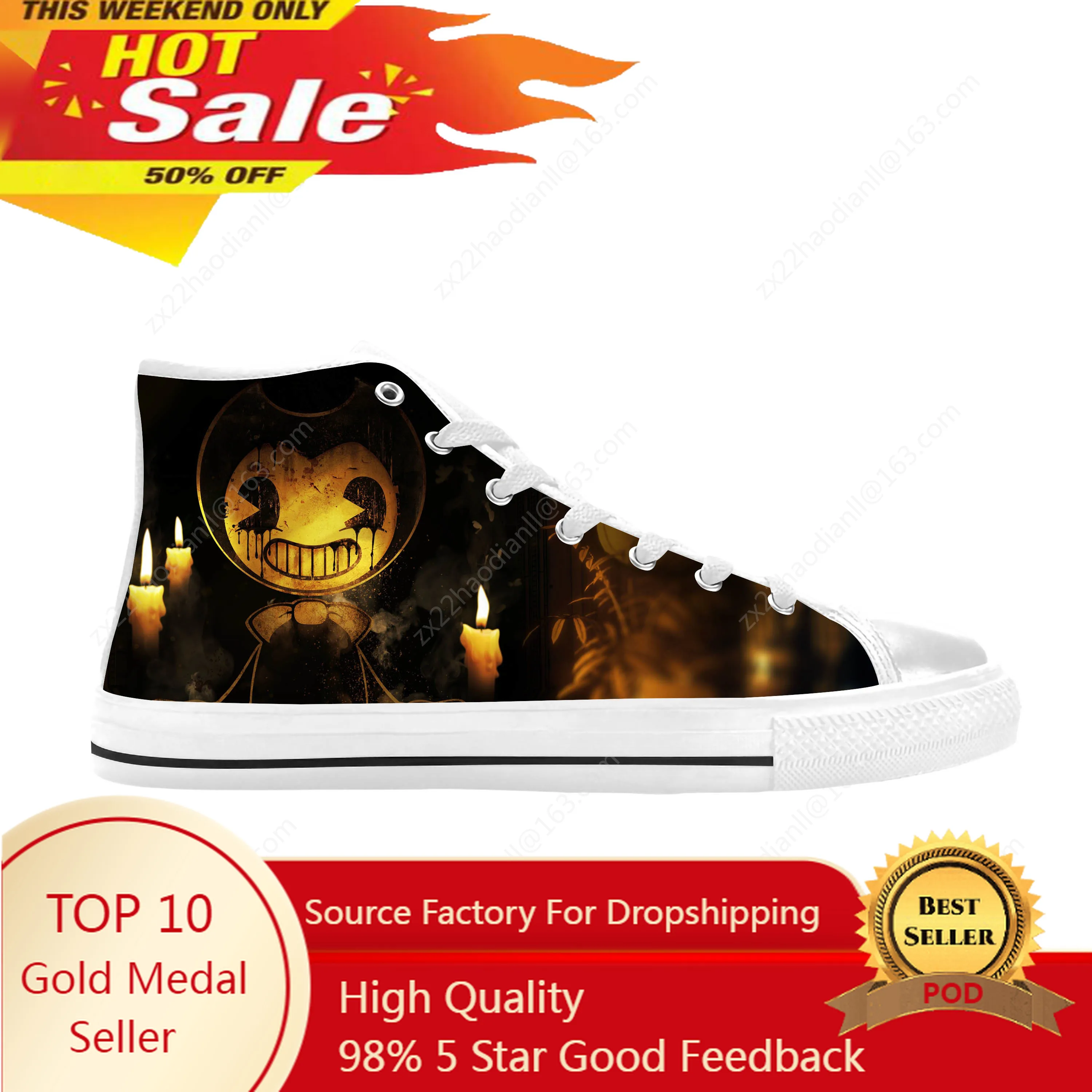 

Bendys Anime Cartoon Manga Comic Funny Fashion Casual Cloth Shoes High Top Comfortable Breathable 3D Print Men Women Sneakers