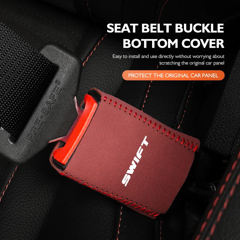 Suede Car Seat Belt Base Buckle Protector Cover Accessories For Suzuki Swift Sport zc33s zc31s zc72s 2022 2020-2005