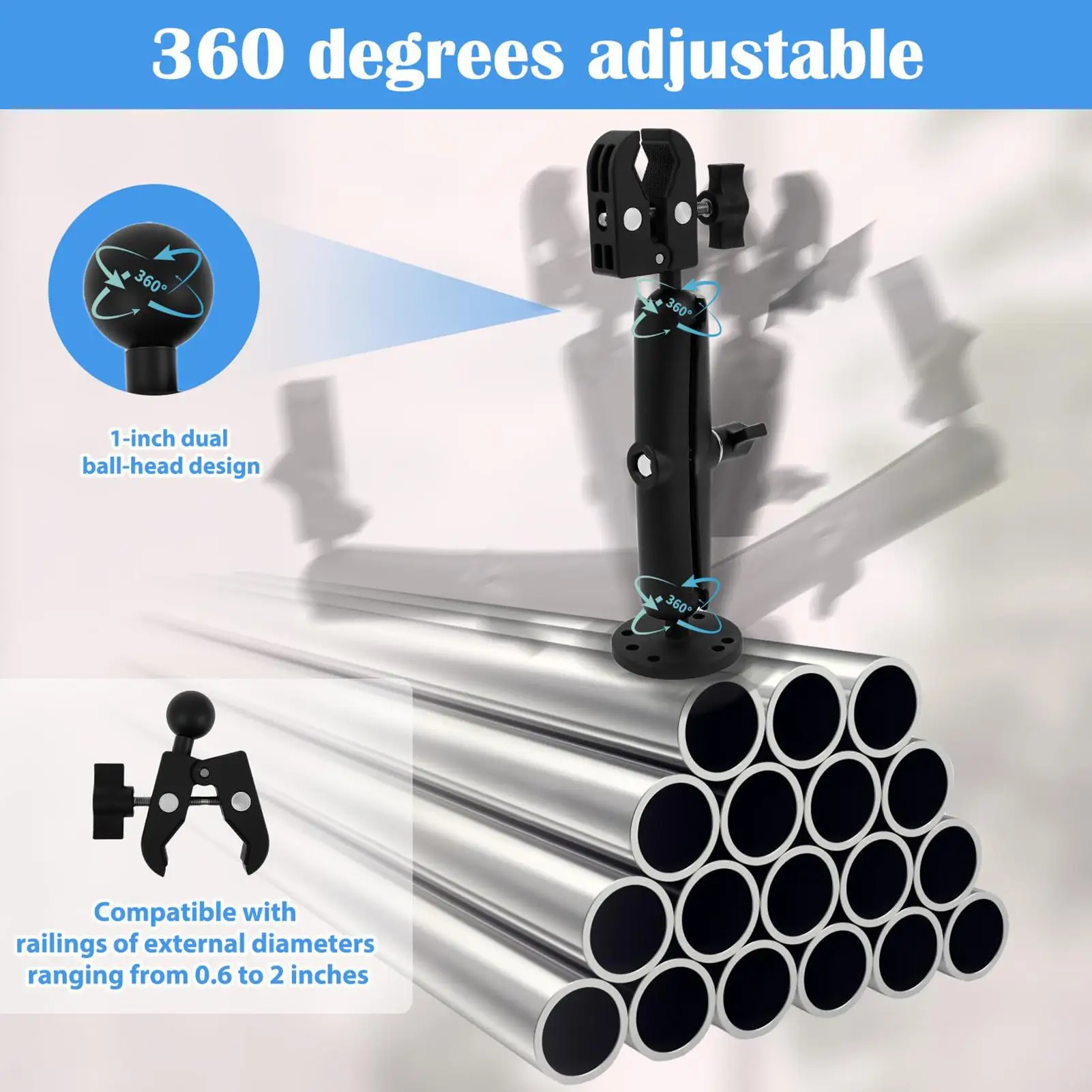 

Trolling Motor Stabilizer 360 Degree Adjustable Non-Slip Clamp Trolling Motor Bracket for Outdoor for Beach River Freshwater