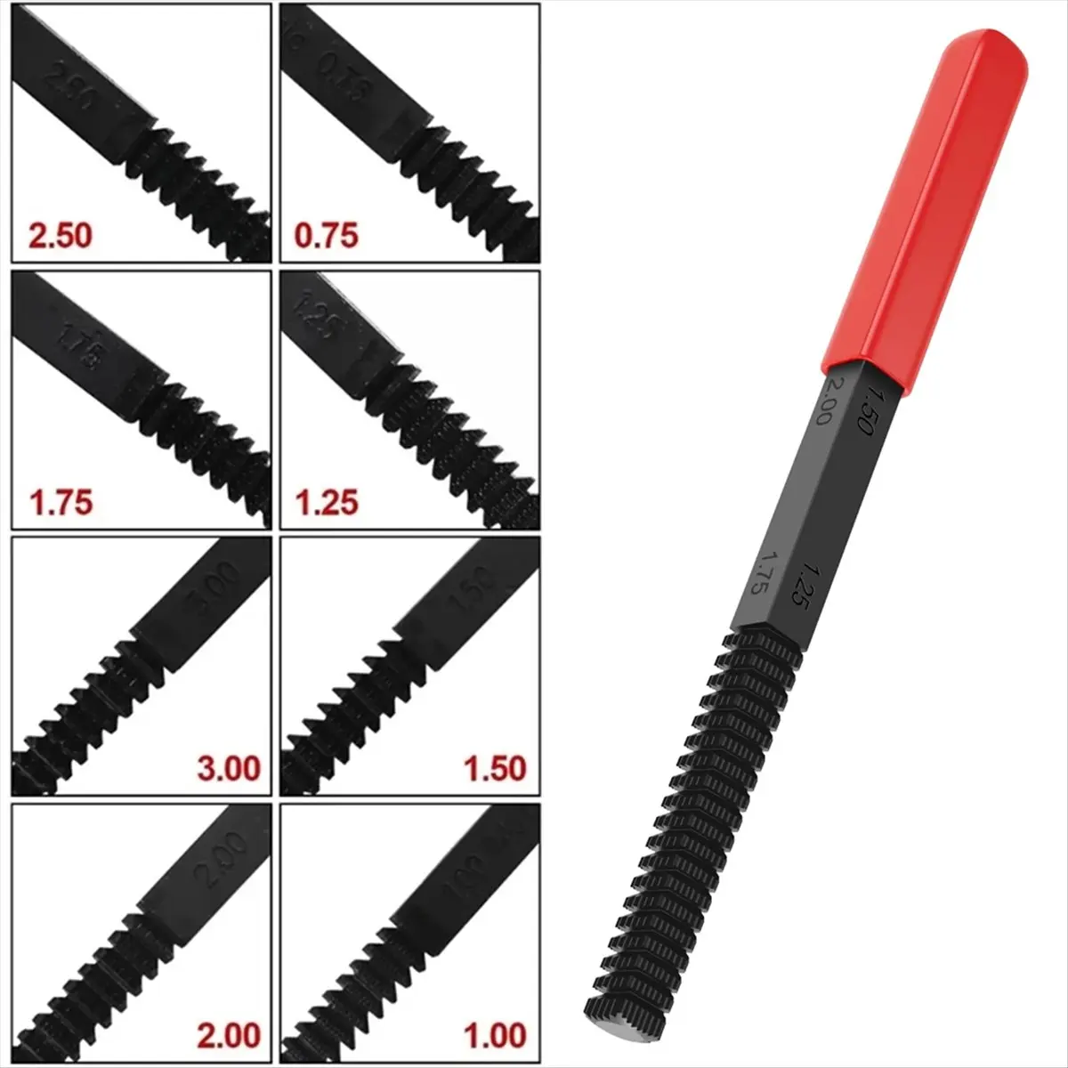 【2026 TOP Global】▼△◑Thread Repair File Metric Thread Restoration Repair File Cleans Damaged Threads 0.75-3 mm Pitch DIY Hand Too