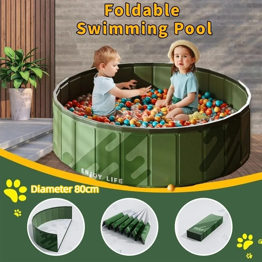 

Portable 80cm No Inflatable Swimming Pool Round PVC Cat Dog Water Basin Play Water Bathtub Foldable Swimming Pool for Pet