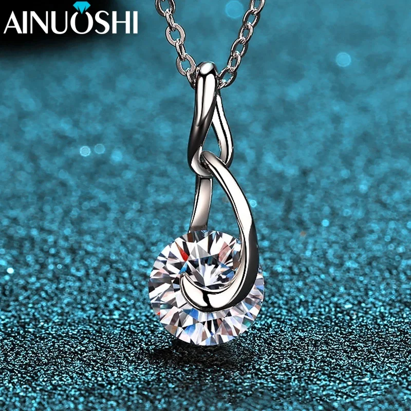 

Сертифицированный AINUOSHI GRA 2-каратное муассанитовое бриллиантовое ожерелье из стерлингового серебра 925 пробы для женщин, роскошные сверкающие ожерелья, подарок