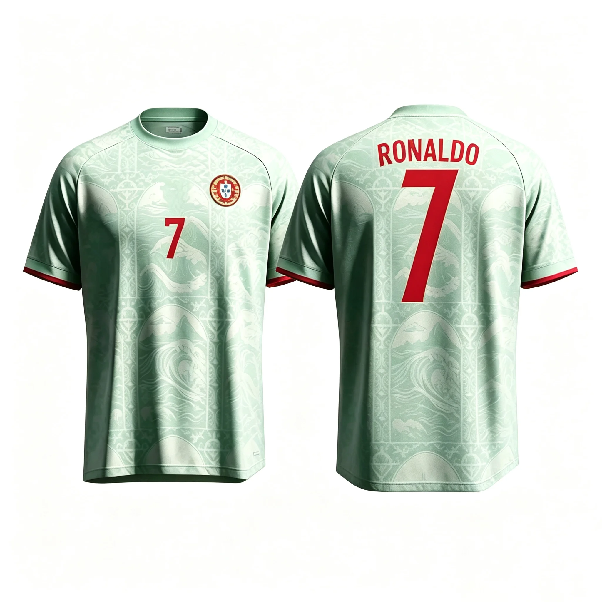 Herren Portugal Legend No.7 Kurzarm-Fußballtrikot, Vintage Wave Fußball-T-Shirt, Unisex-Sportoberteil für Erwachsene und Kinder – Detail 4