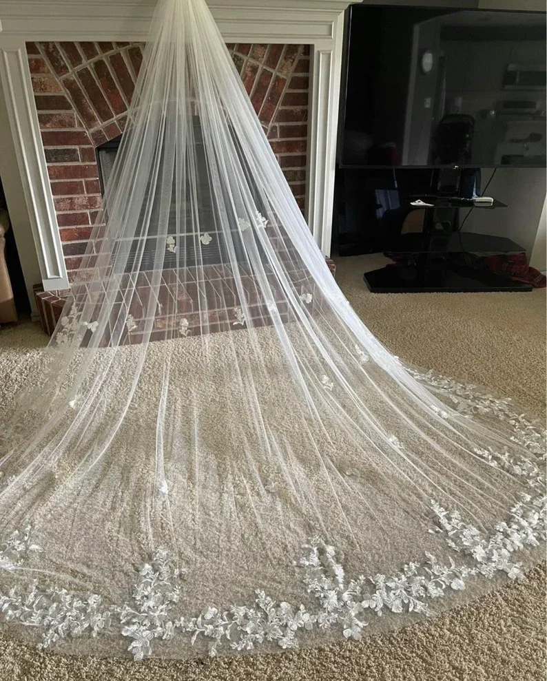 Soft Wedding Veil Gorgeous Bridal Veil Flower Lace Long Veil