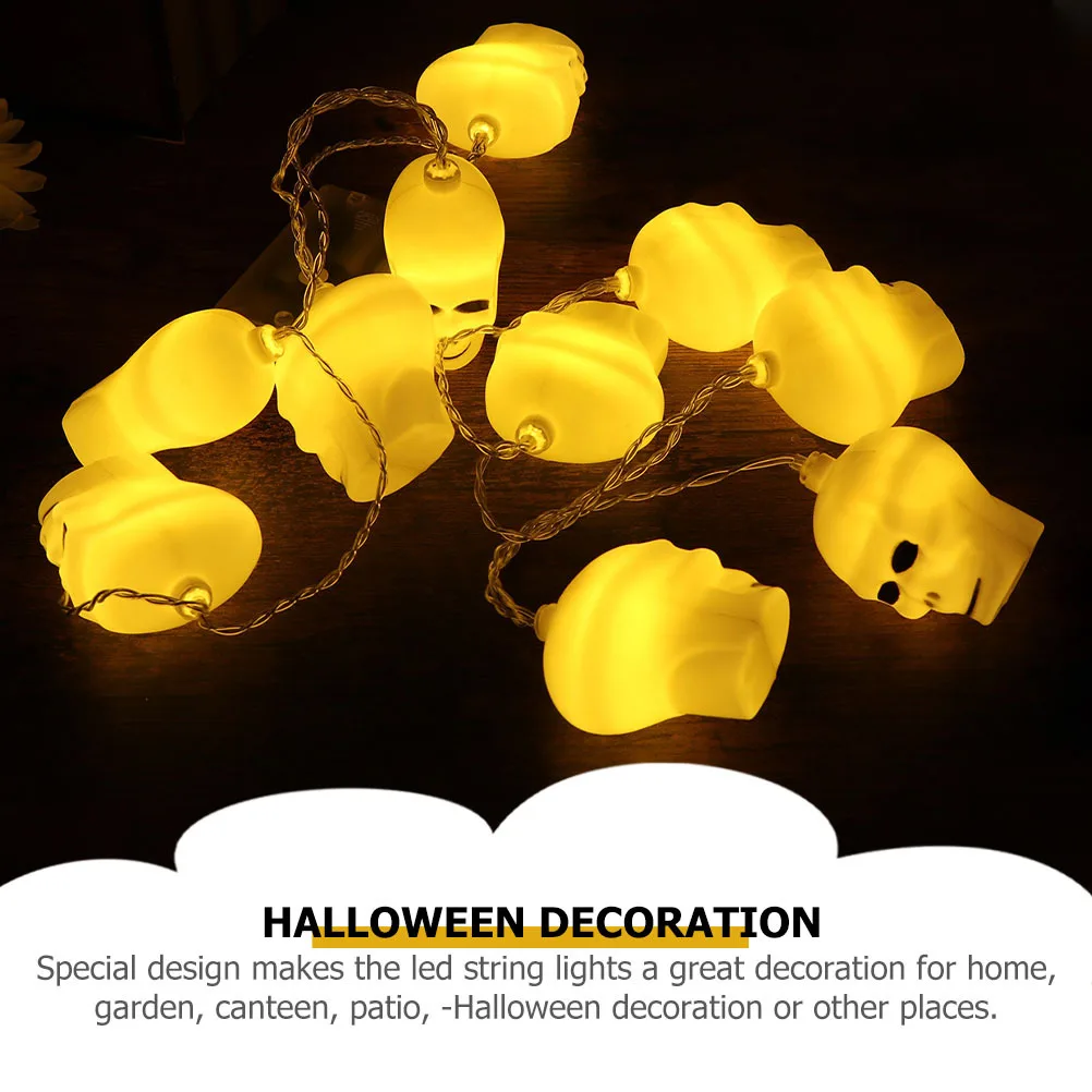 

Skull Outdoor Lights String Halloween Decor White Plastic Holiday Party Decoration