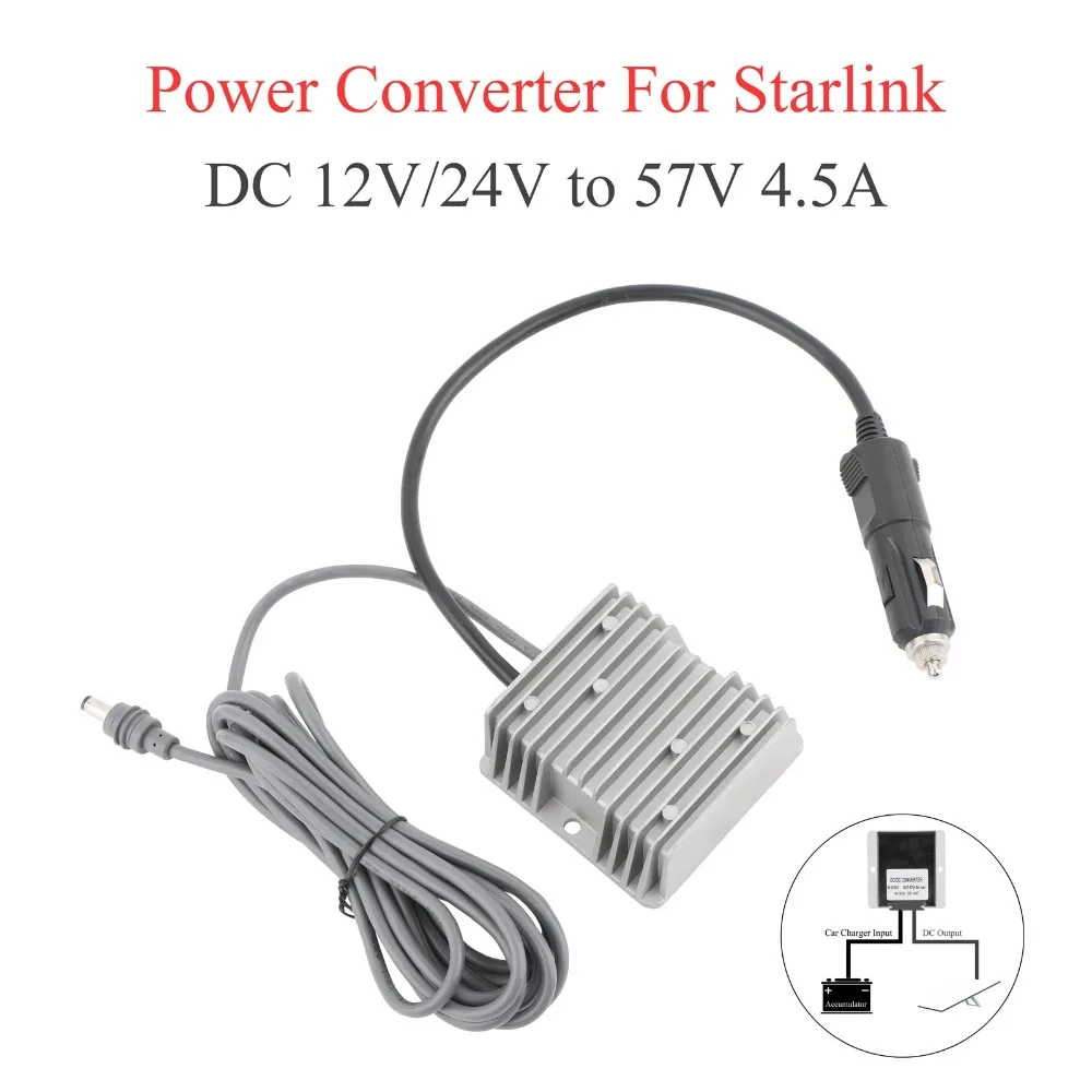 

Автомобильное зарядное устройство постоянного тока с вилкой постоянного тока + удлинительный кабель постоянного тока «папа-мама» 5/-20 м Gen3 12/24 В до 57 В 4,5 А для Starlink