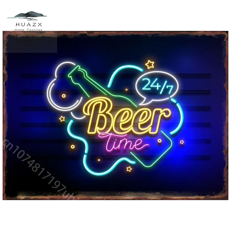 Neon Bar Beer Metal Tin Signs for Home Kitchen Wall Art Decoration Hallway Party Street Plaques Vintage Posters Club Cafe Plate