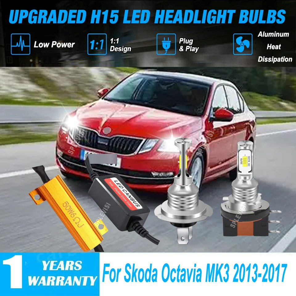 

LED Headlight High/Low Beam DRL Bulb - upgrading your car's existing halogen lamp For Skoda Octavia MK3 2013 2014 2015 2016 2017