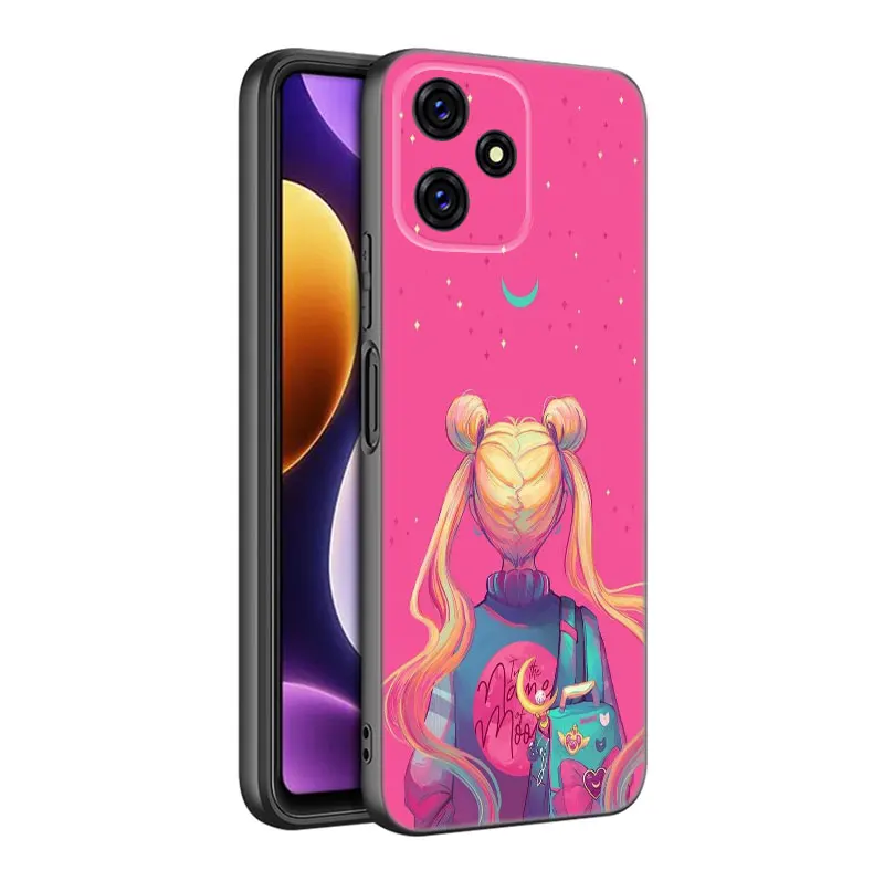 Capa de telefone preta S-Sailor Moon bonito para Xiaomi, Redmi 11, Prime, 11A, 12C, 13C, A1, A2, A3, 12, 13, 4G, 10, 13R, 5G, 9A, 10A, 9C, 10C, 9i, 9T, 12R