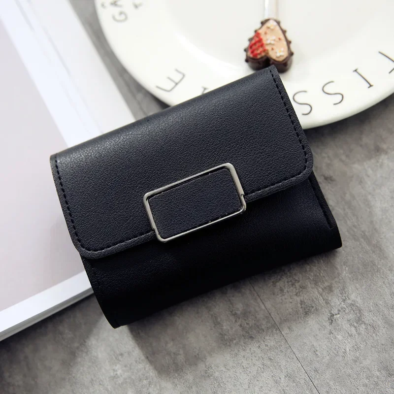 Women Wallet Black/blue/pink Short Female Purse Fashion Credit Card Holder Wallet Case PU Leather Coin Purse 2022 Money Card Bag