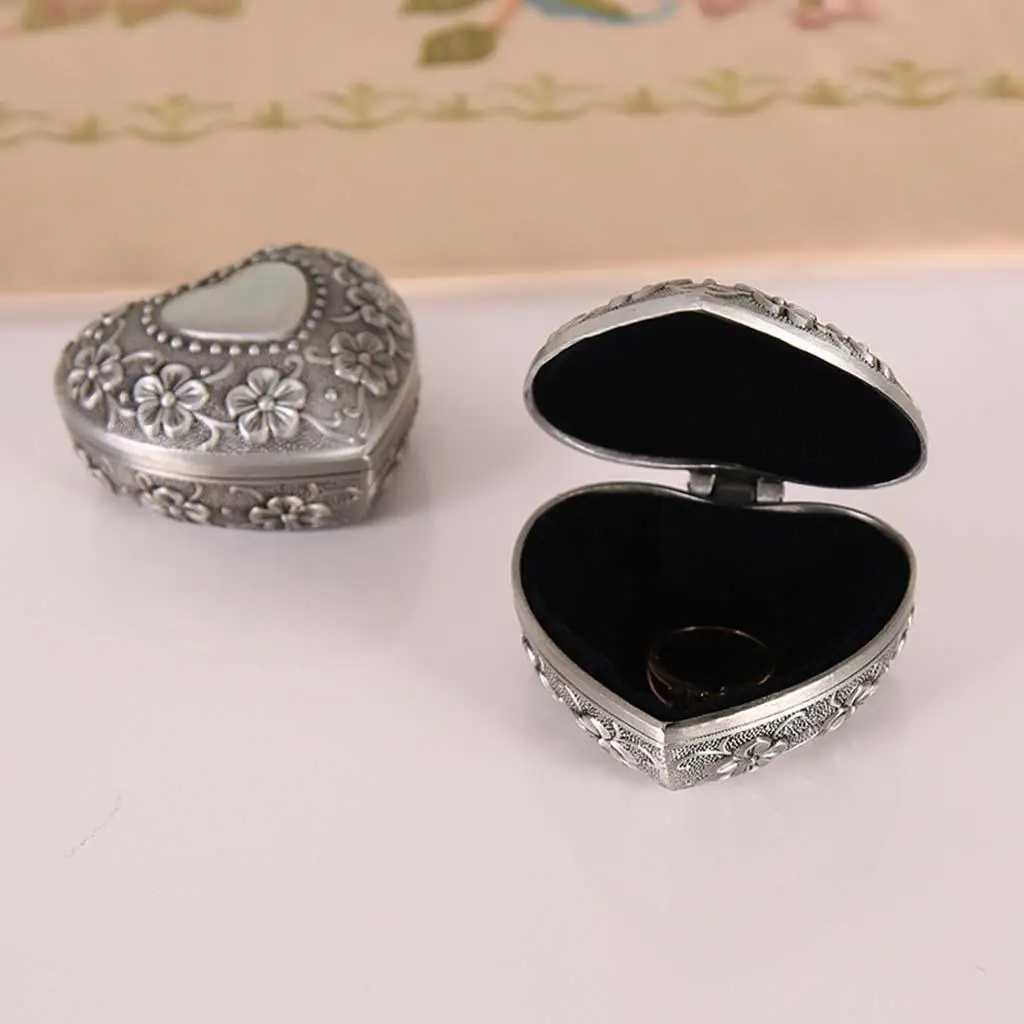 Retro Heart Jewelry Box, Wedding Gift Elegant Classy Vintage Storage Box Trinket Box for Ears Valentines Women