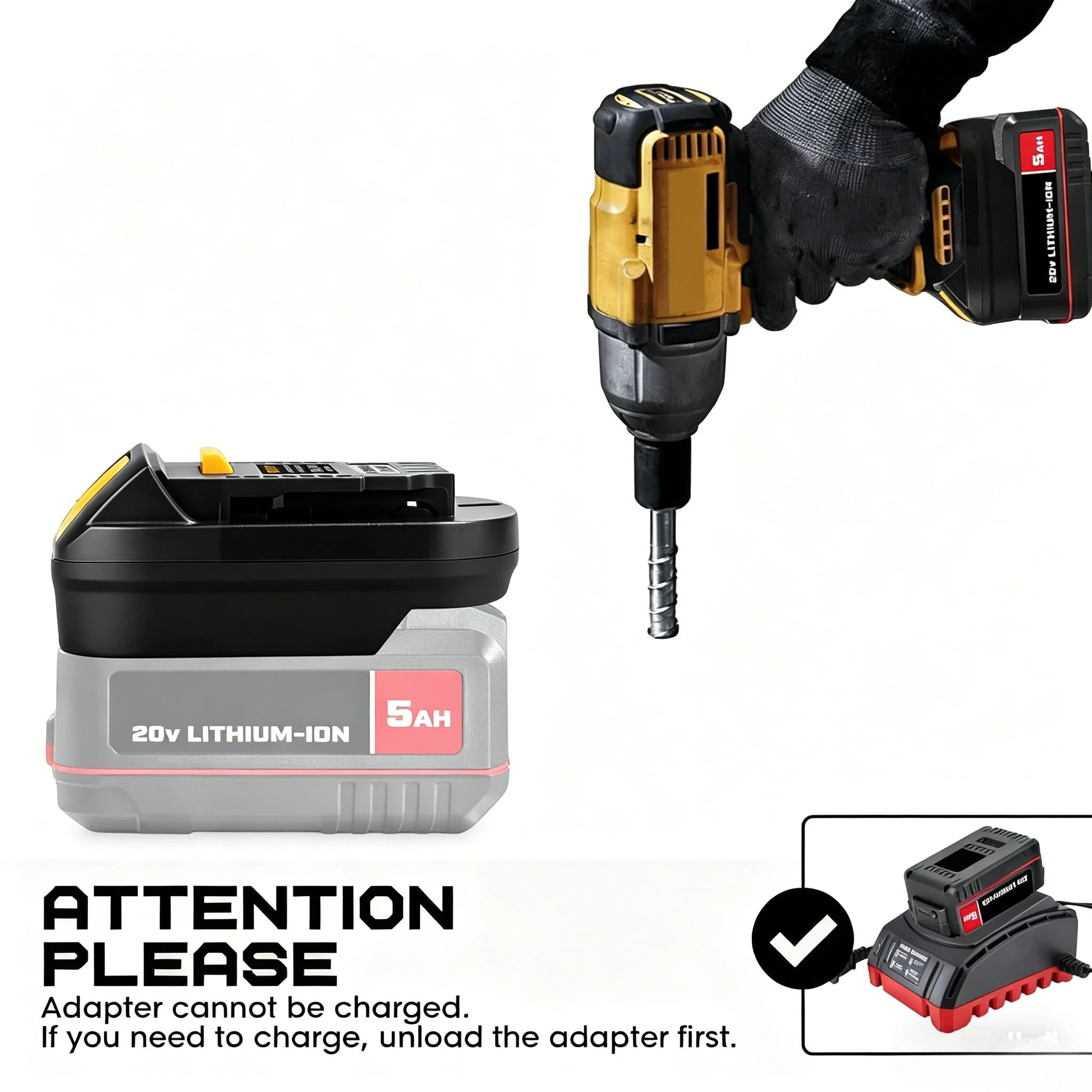 

Адаптер BAU20DW для Bauer, конвертер для подключения аккумулятора Bauer 20V к беспроводным электроинструментам Dewalt 18V/20V.