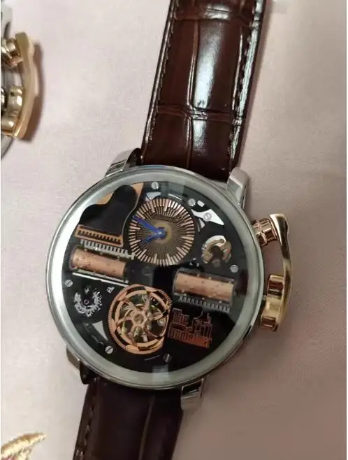 

Памятные часы, высококачественные механические автоматические мужские часы, ремешок из воловьей кожи, сапфировое зеркало, мужские часы, водонепроницаемые 30 м