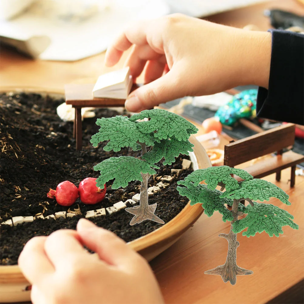 4 Uds. De árbol de paisaje de simulación, Mini modelo de mesa de arena, accesorio de escena, árboles, pino, casa de muñecas de plástico, plantas para niños