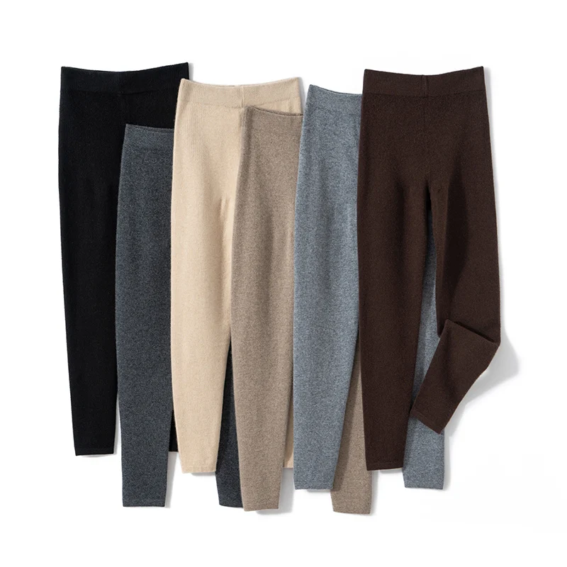 

Women's Cashmere Leggings Spring 100% Cashmere Pants Autumn Winter Warm Soft Knitting Basic Legging High Elasticity Leggings