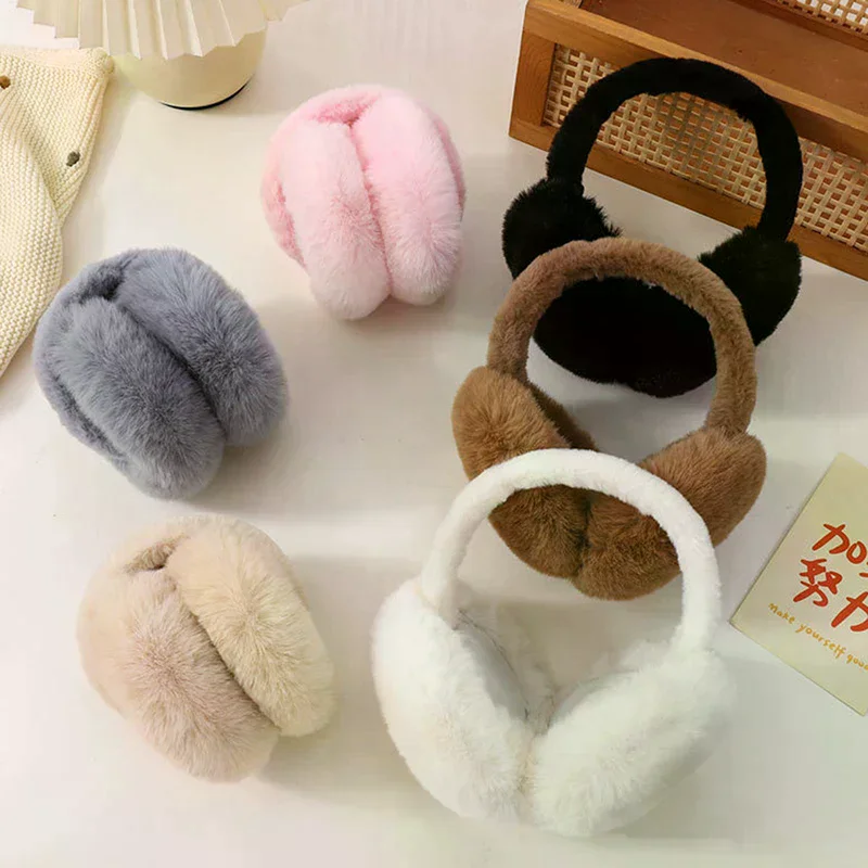 Sólido macio de pelúcia orelha manter mais quente inverno earmuffs para mulheres moda ao ar livre earflap proteção orelha-muffs capa de orelha